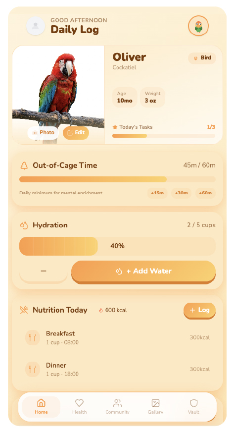 Growth Tracking screen